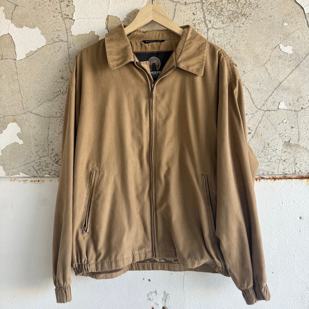 Vtg 90s Weatherproof Jacket Tan Harrington Bomber Full Zip Korea Men XL Outdoors